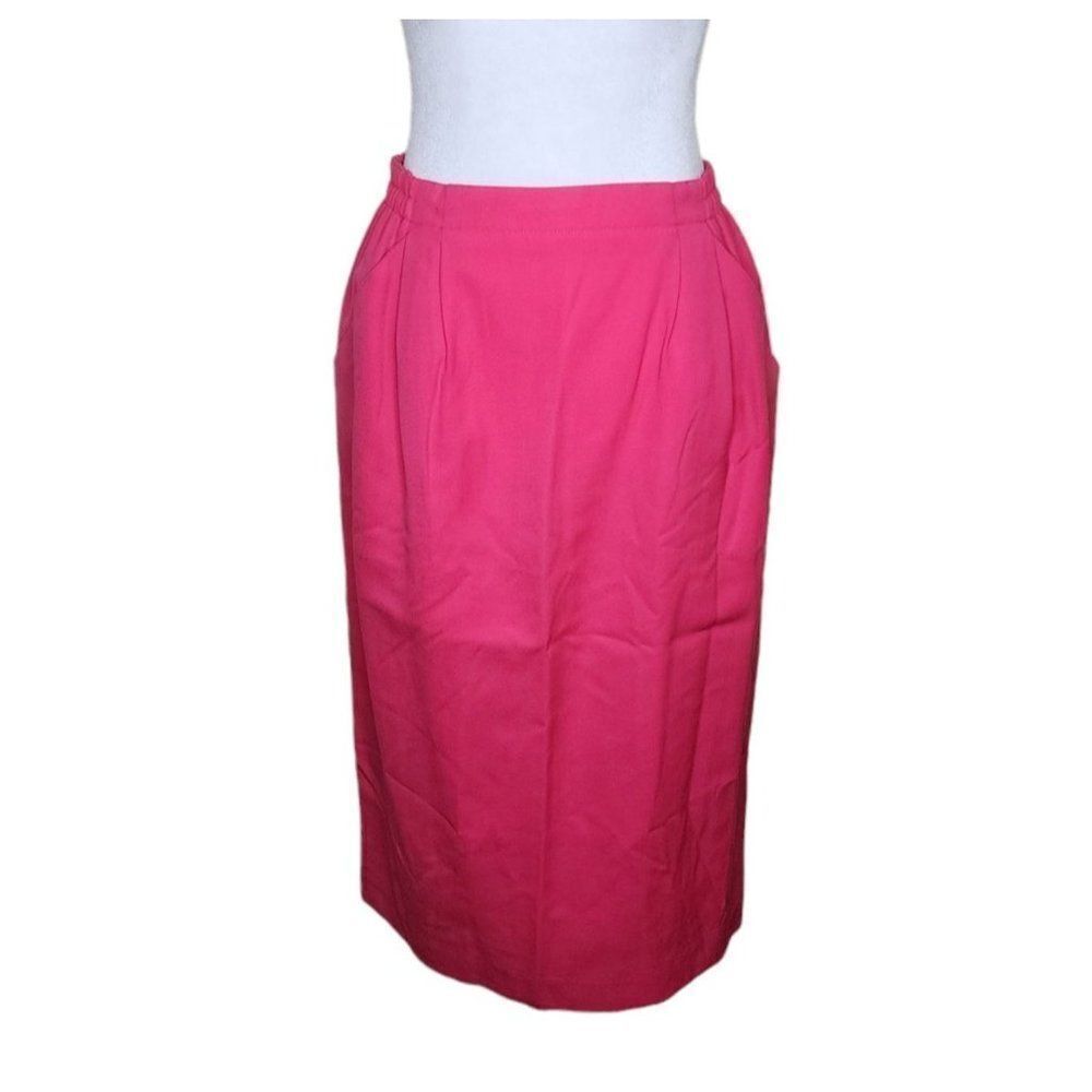 Vintage 80s Straight Pencil Skirt Pockets Womens Size Small Pink Wool NEW Old St
